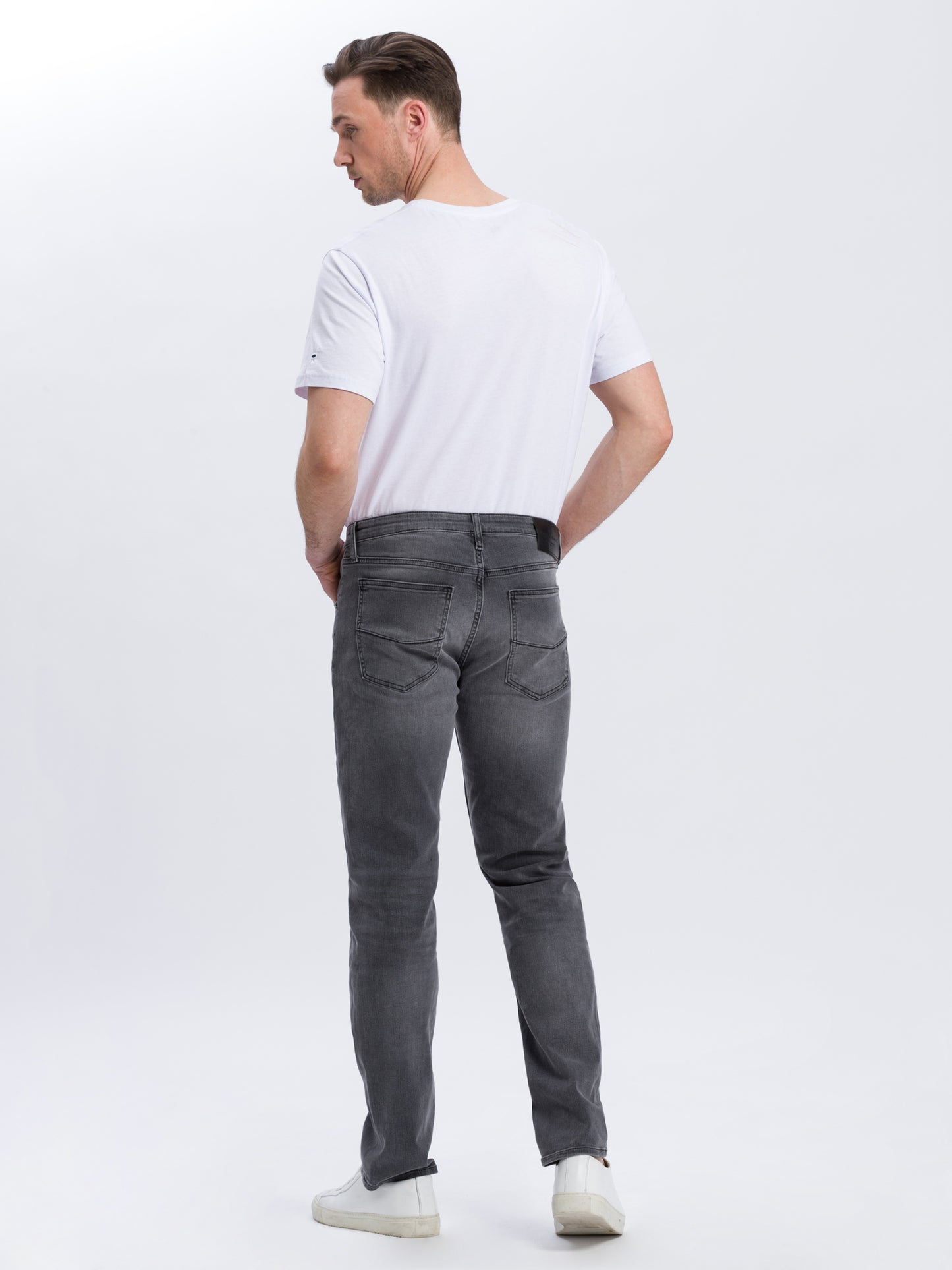 Damien Herren Jeans Slim Fit Regular Waist Straight Leg grau