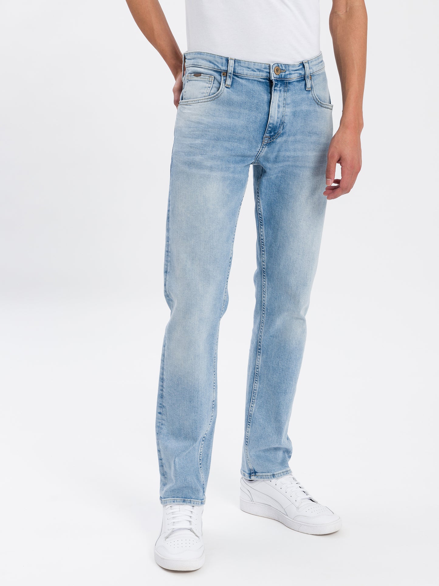 Damien Herren Jeans Slim Fit Regular Waist Straight Leg hellblau