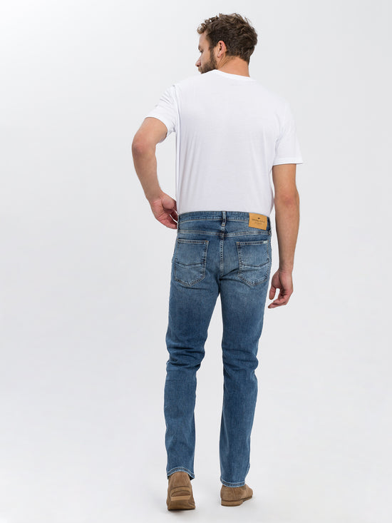 Damien Men's Slim Fit Regular Waist Straight Leg Jeans Mid Blue