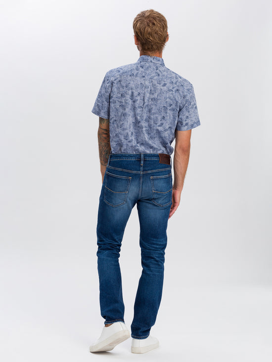 Damien Herren Jeans Slim Fit Regular Waist Straight Leg dunkelblau