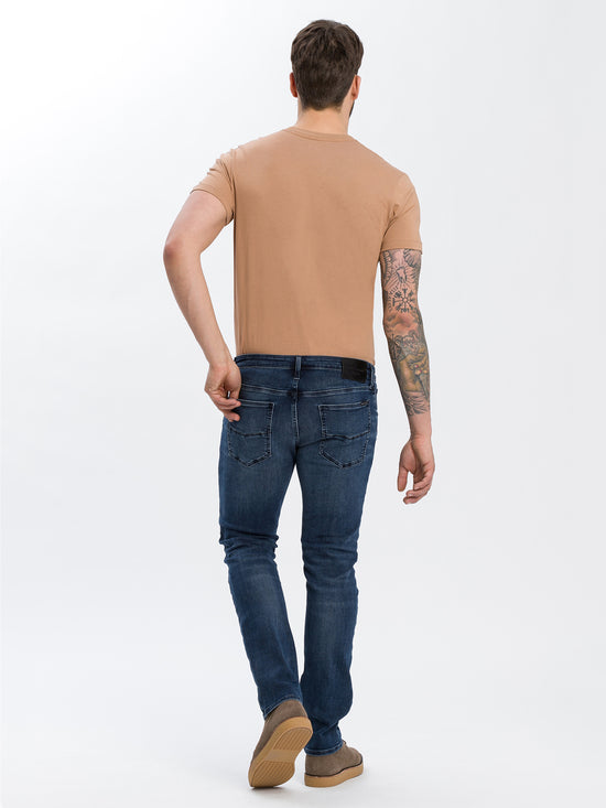 Damien Herren Jeans Slim Fit Regular Waist Straight Leg dunkelblau