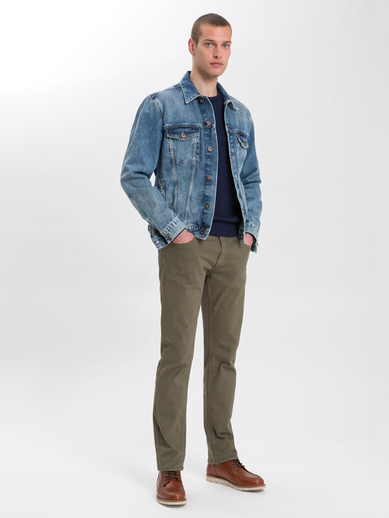 Damien men's jeans slim fit regular waist straight leg khaki
