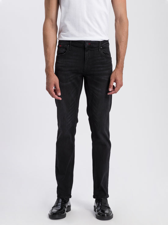 Damien men's jeans slim fit regular waist straight leg black