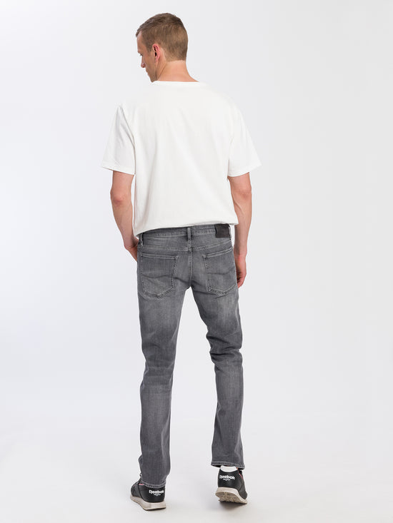 Damien Herren Jeans Slim Fit Regular Waist Straight Leg hellgrau