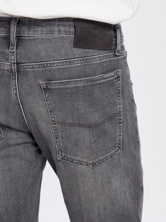 Damien Herren Jeans Slim Fit Regular Waist Straight Leg hellgrau