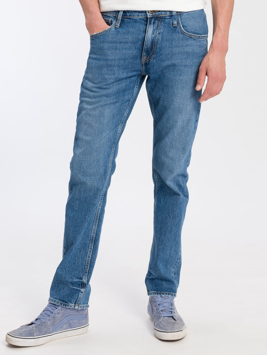 Damien Herren Jeans Slim Fit Regular Waist Straight Leg dunkel blau