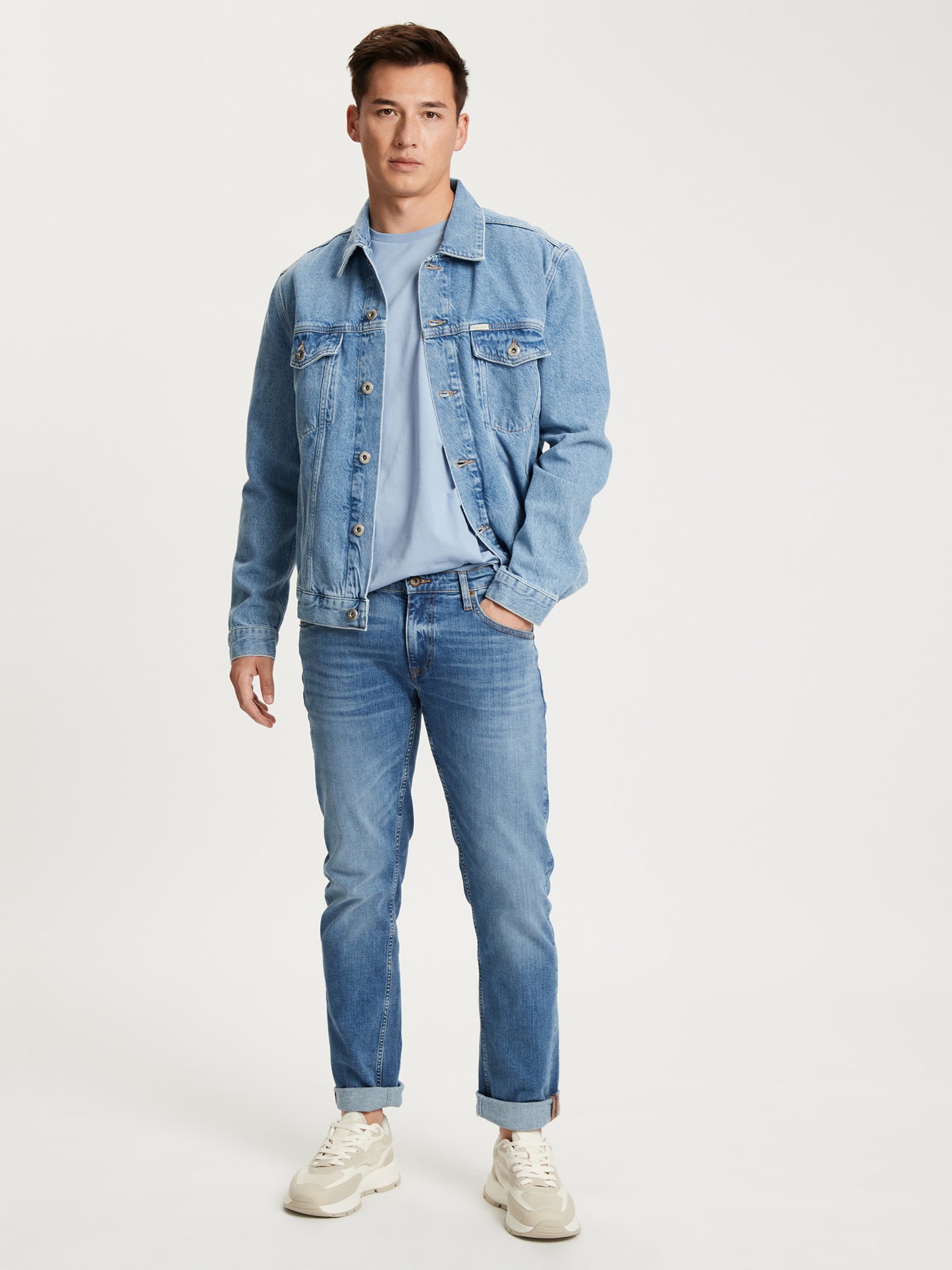 Damien Herren Jeans Slim Fit Straight Leg hellblau
