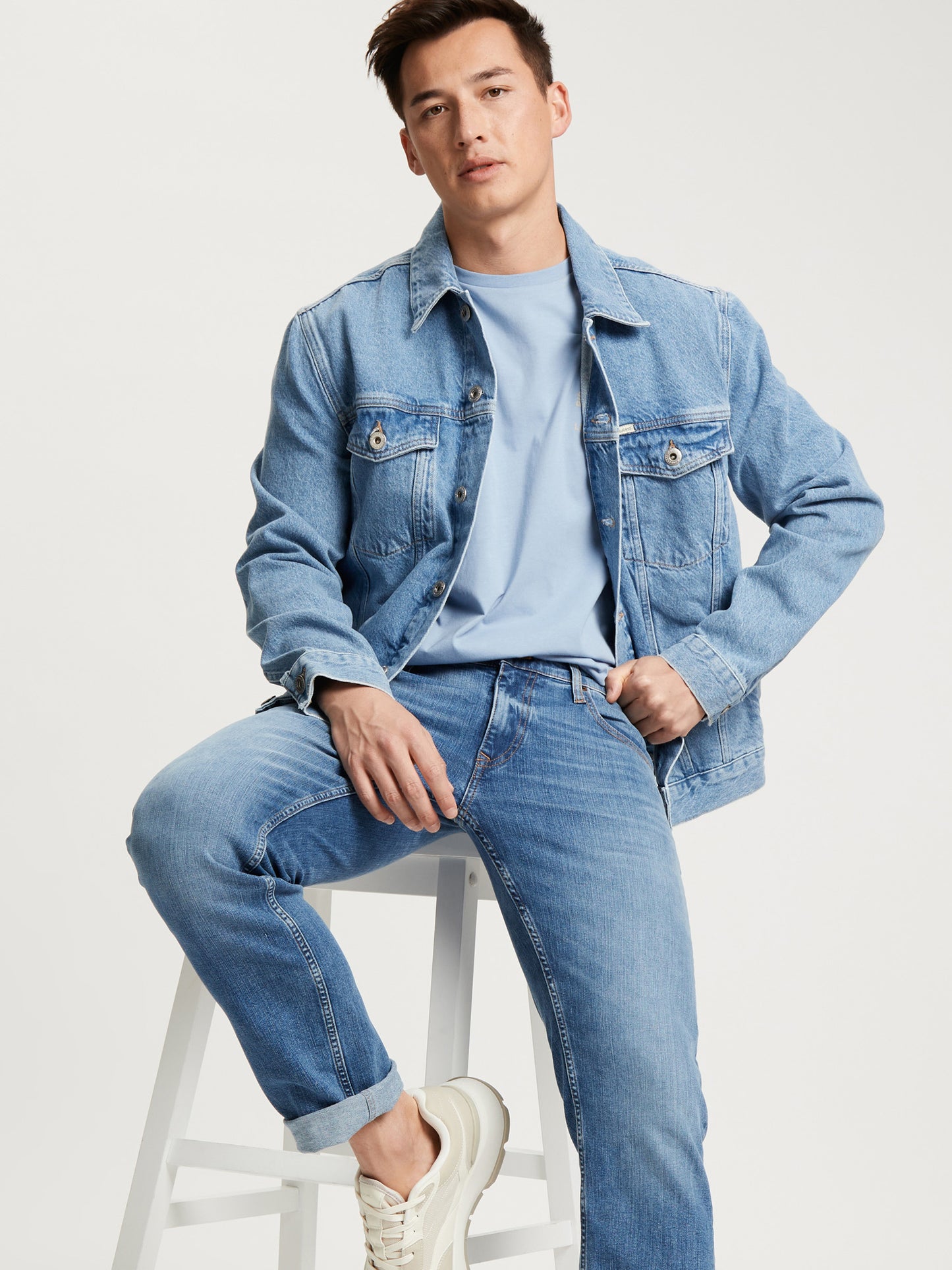 Damien Herren Jeans Slim Fit Straight Leg hellblau