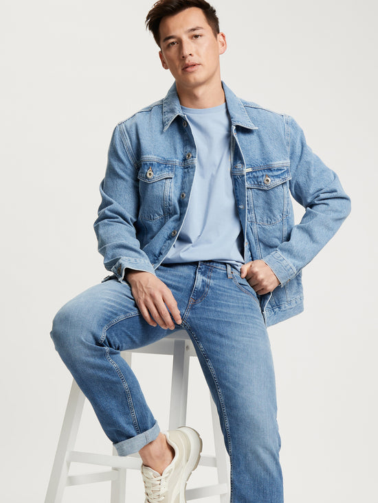 Damien Herren Jeans Slim Fit Straight Leg hellblau