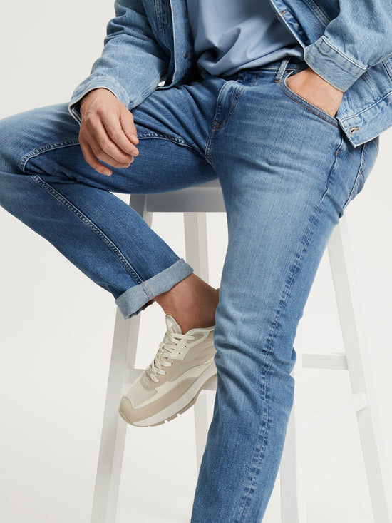 Damien Herren Jeans Slim Fit Straight Leg hellblau