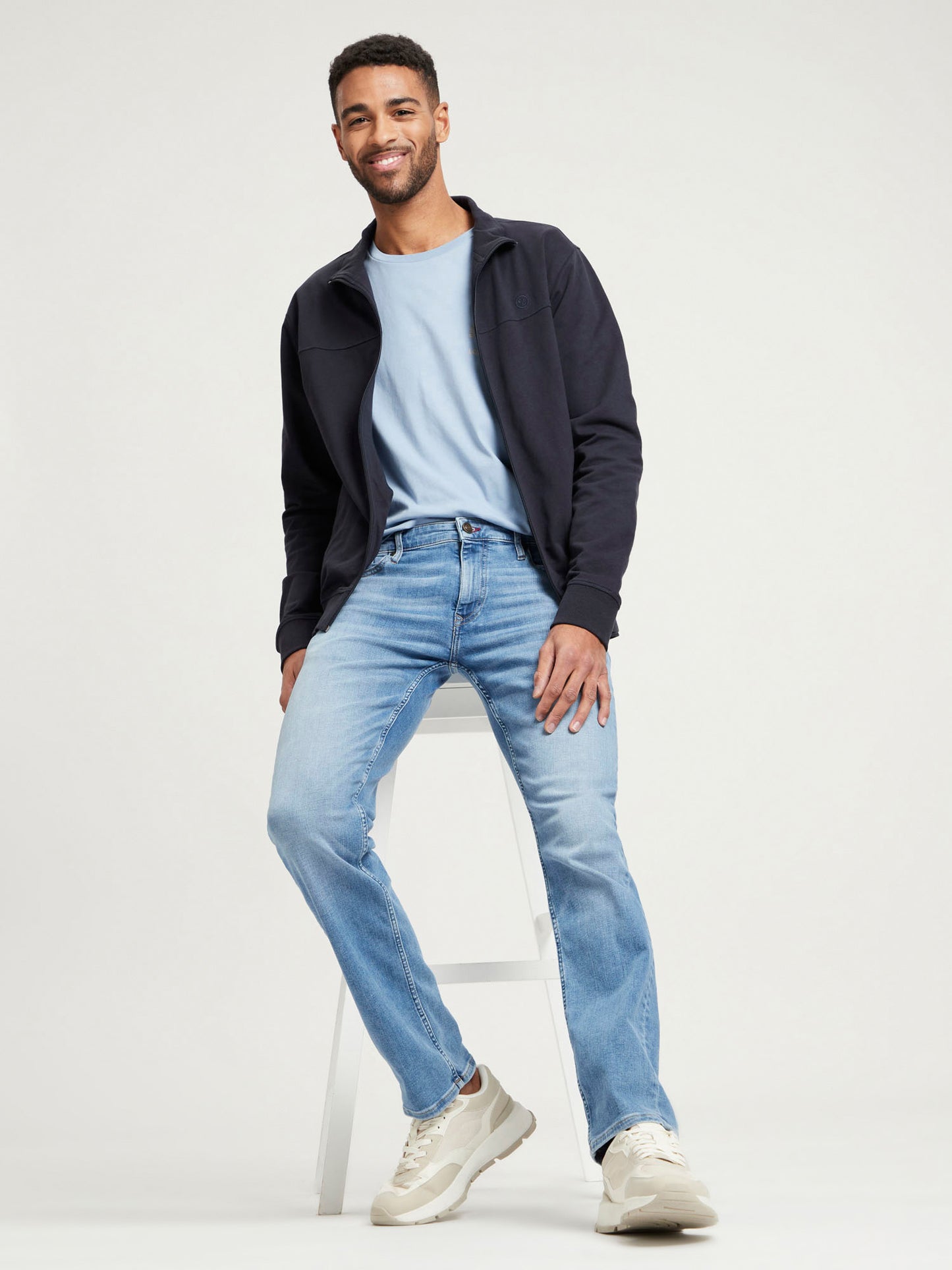 Damien Herren Jeans Slim Fit Regular Waist Straight Leg Hellblau