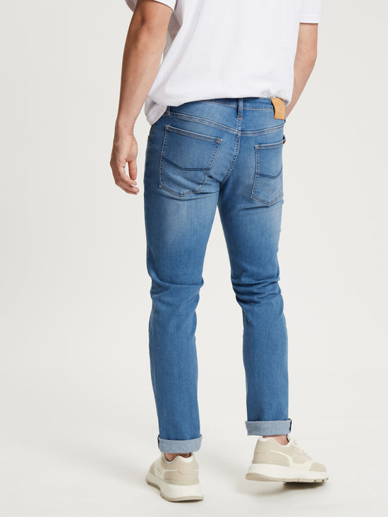 Damien Herren Jeans Slim Fit Regular Waist Straight Leg stahlblau
