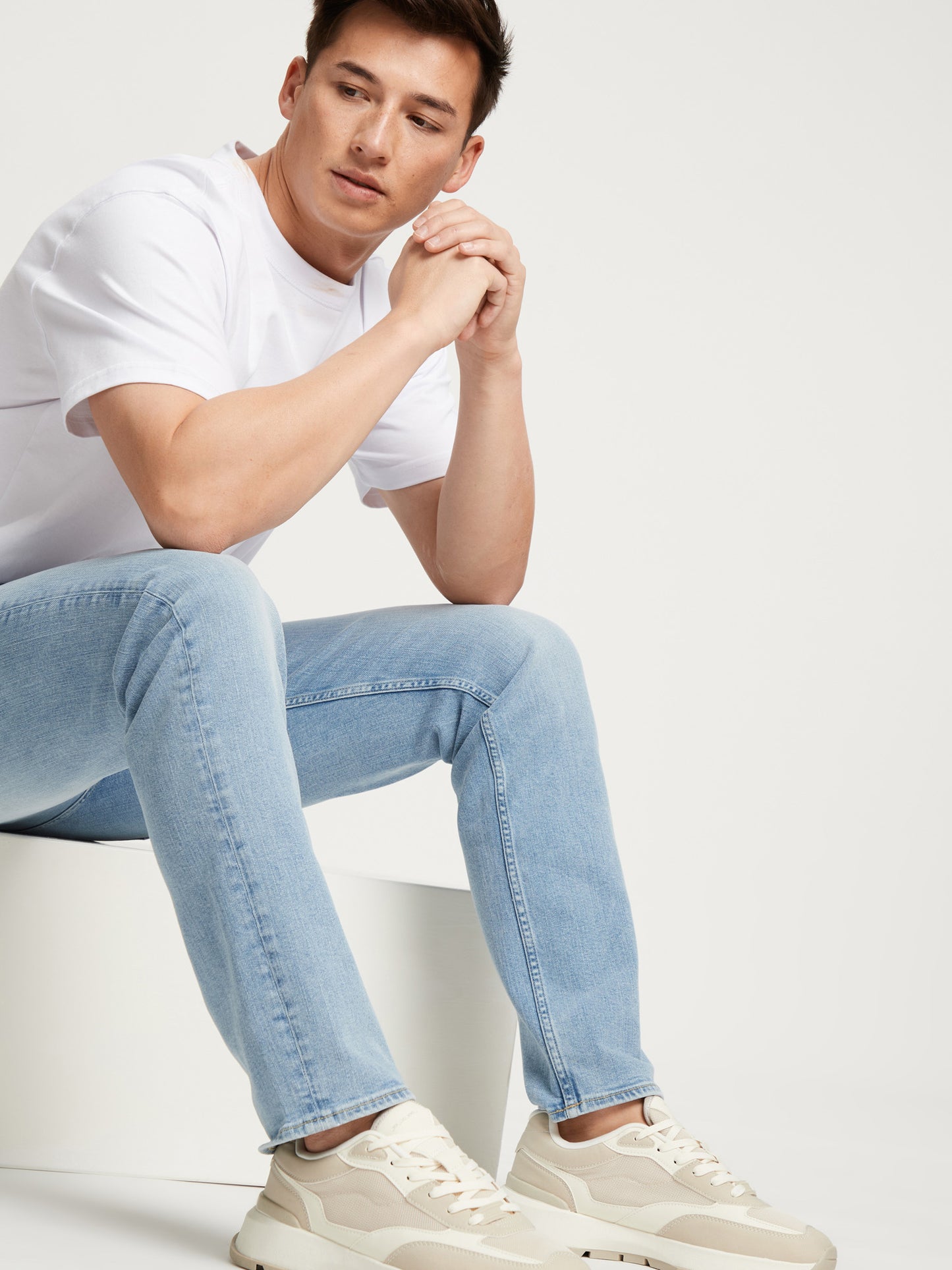 Damien Herren Jeans Slim Fit Regular Waist Straight Leg hellblau