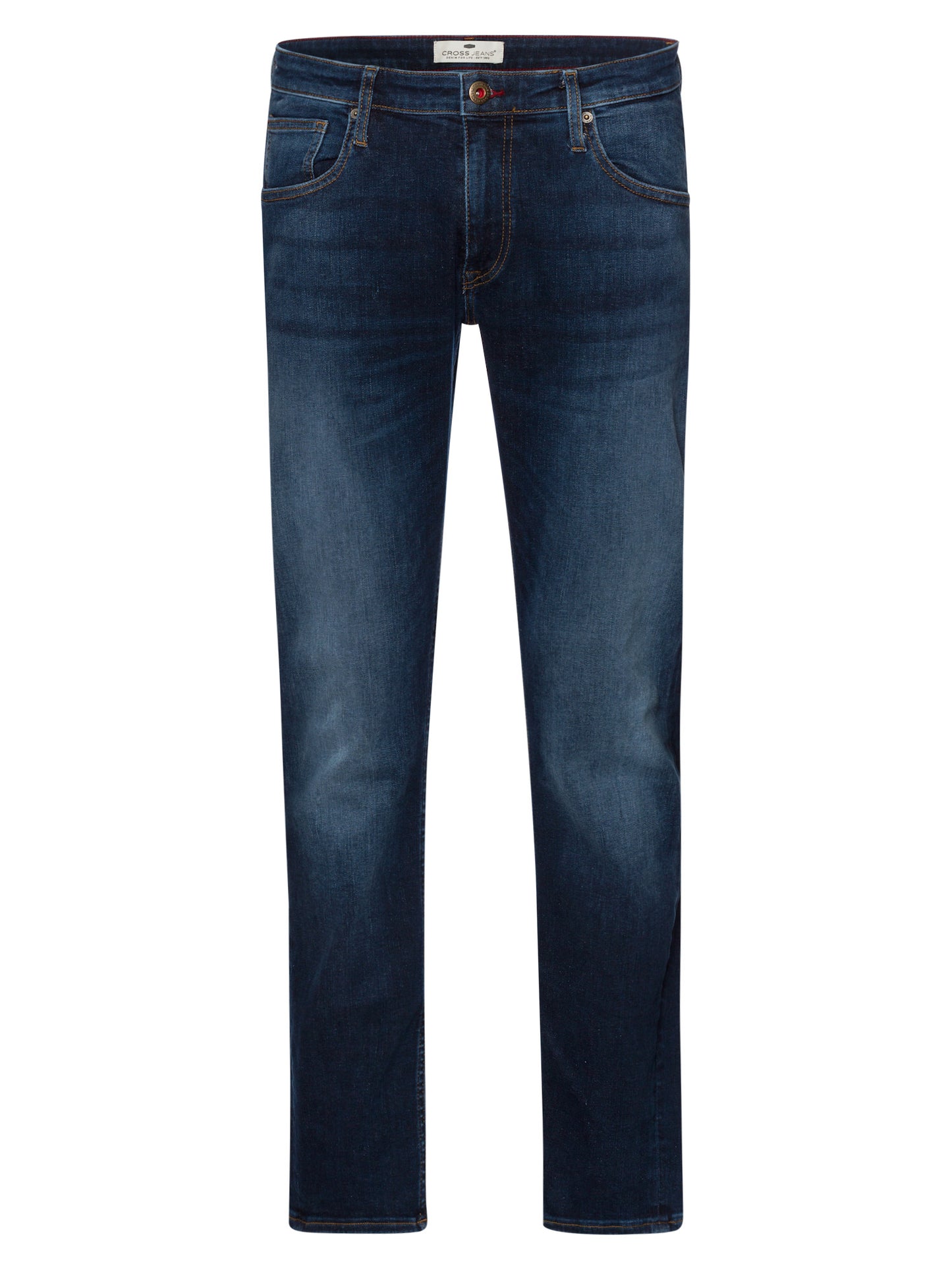 Damien men's jeans slim fit regular waist straight leg dark blue.