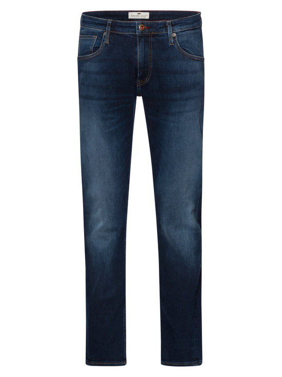 Damien men's jeans slim fit regular waist straight leg dark blue.