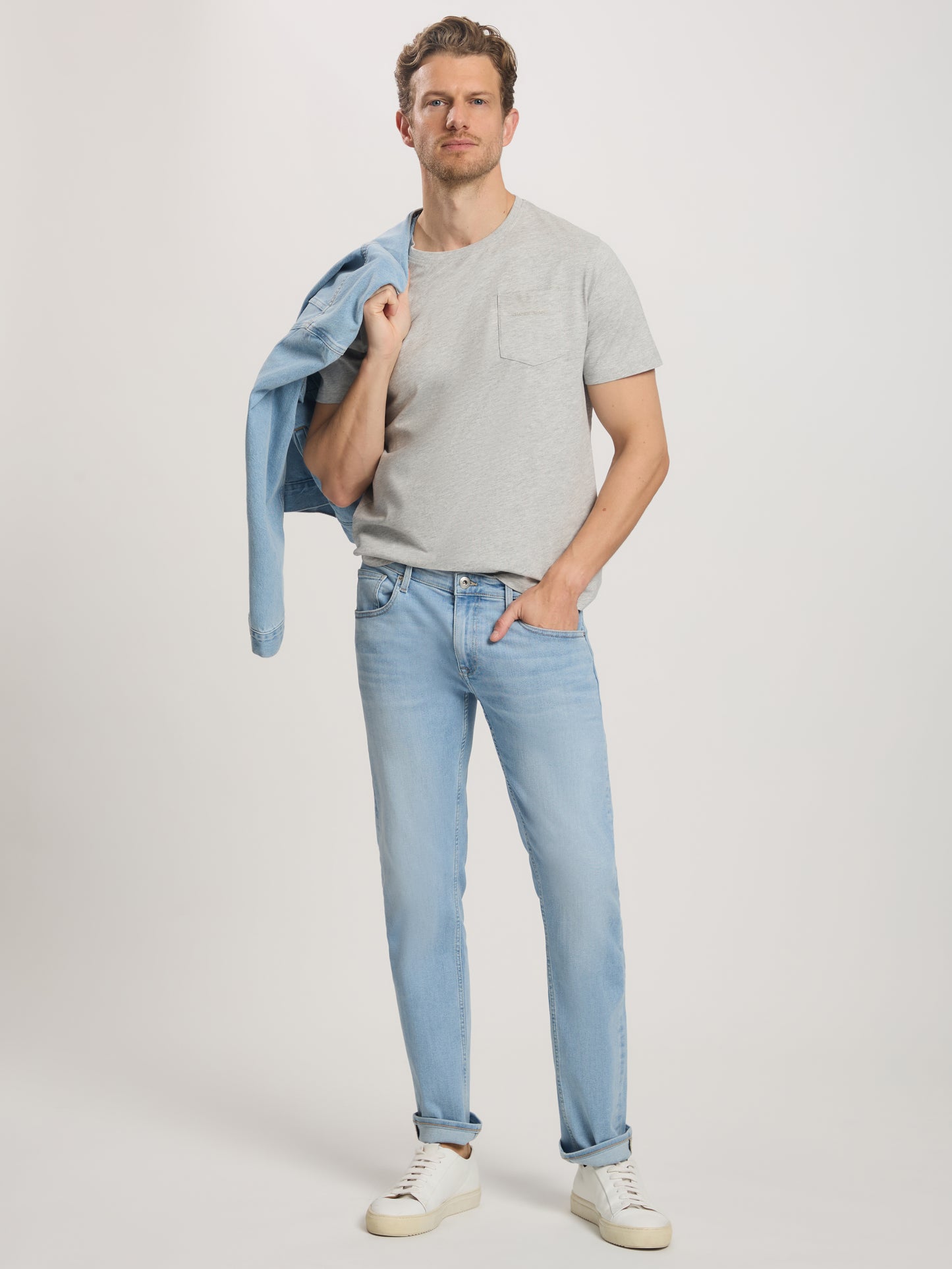 Damien Herren Jeans Slim Fit Straight Leg hellblau