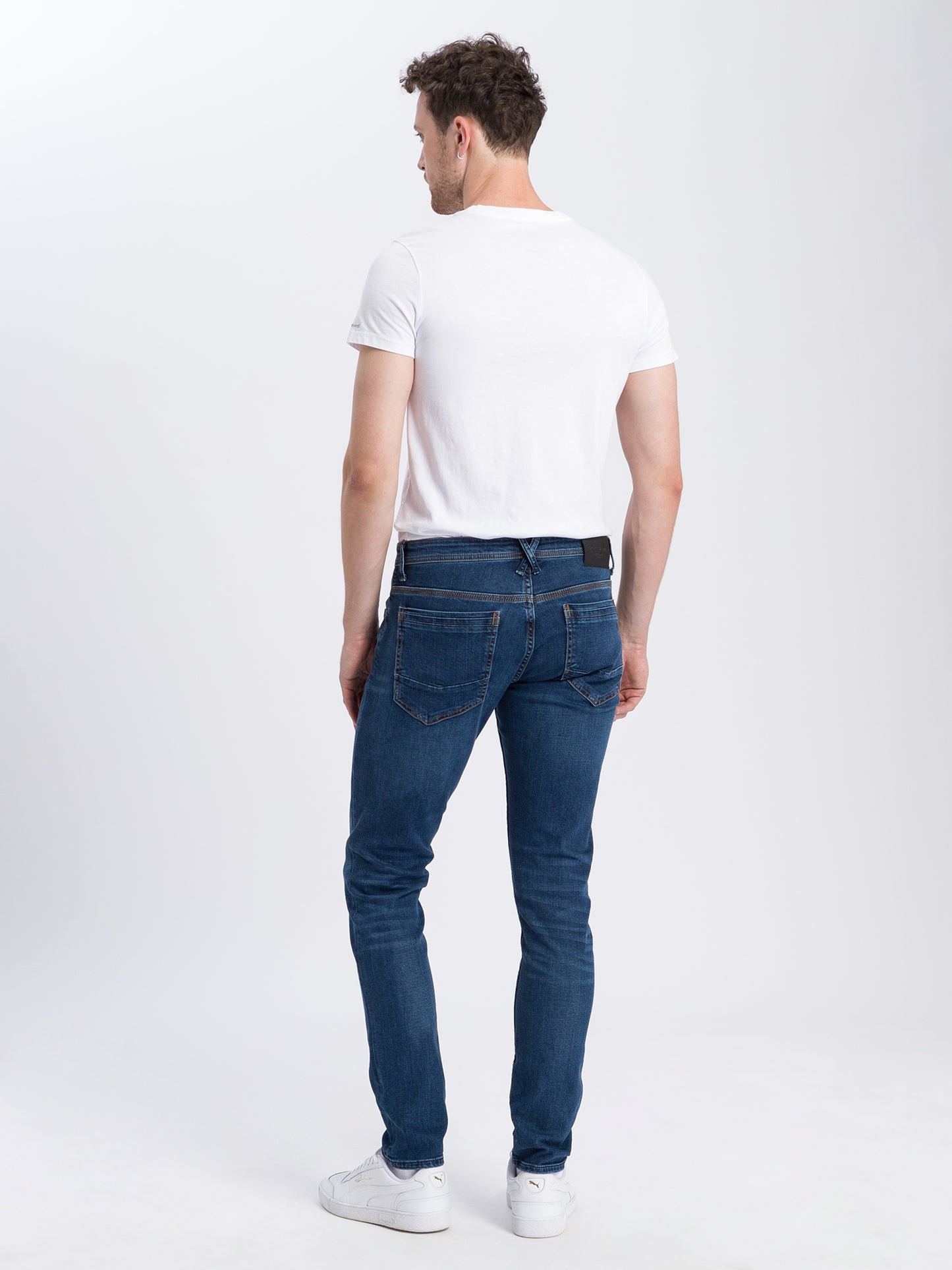 Jimi Men's Jeans Slim Fit Regular Waist Tapered Leg Medium Blue