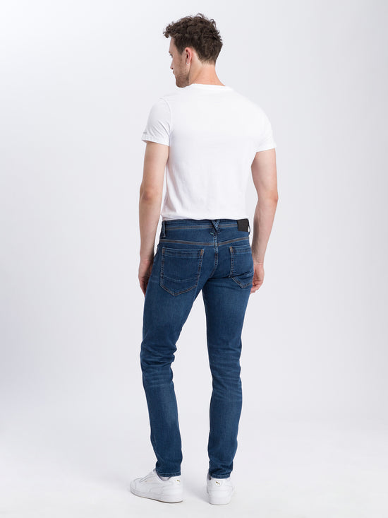 Jimi Men's Jeans Slim Fit Regular Waist Tapered Leg Medium Blue