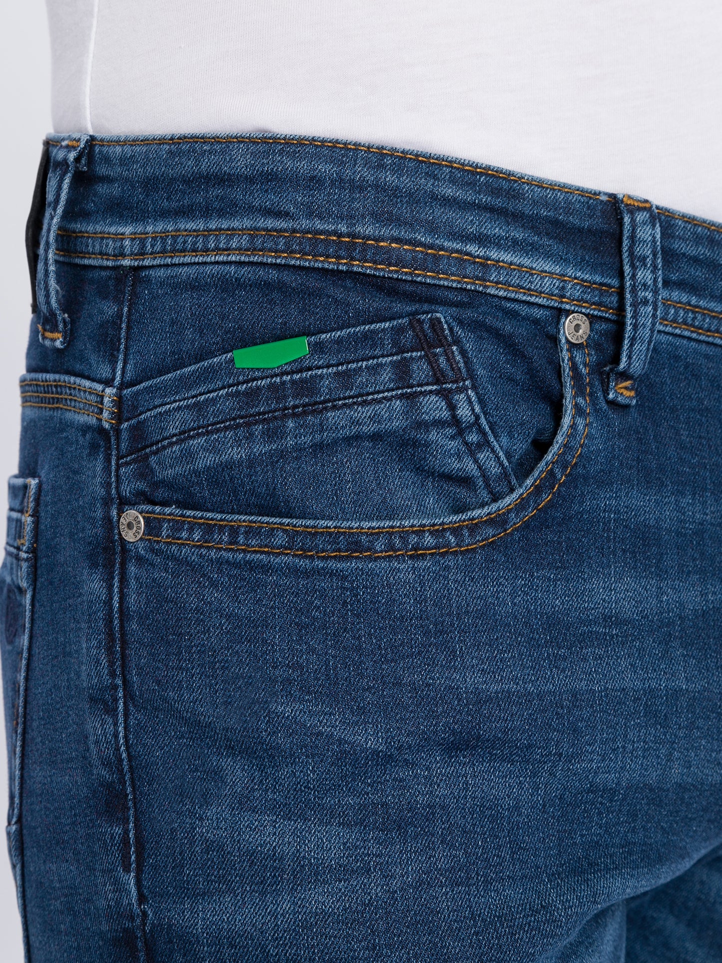 Jimi Men's Jeans Slim Fit Regular Waist Tapered Leg Medium Blue