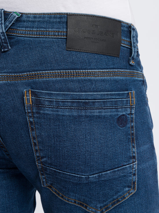 Jimi Men's Jeans Slim Fit Regular Waist Tapered Leg Medium Blue