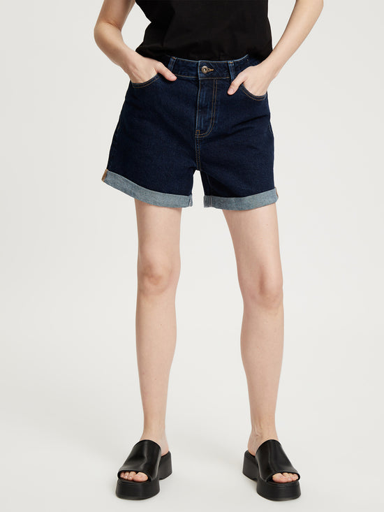 Alina Damen Jeans-Shorts Regular Fit dunkelblau