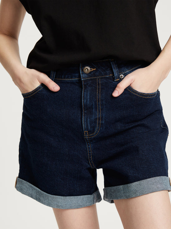 Alina Damen Jeans-Shorts Regular Fit dunkelblau