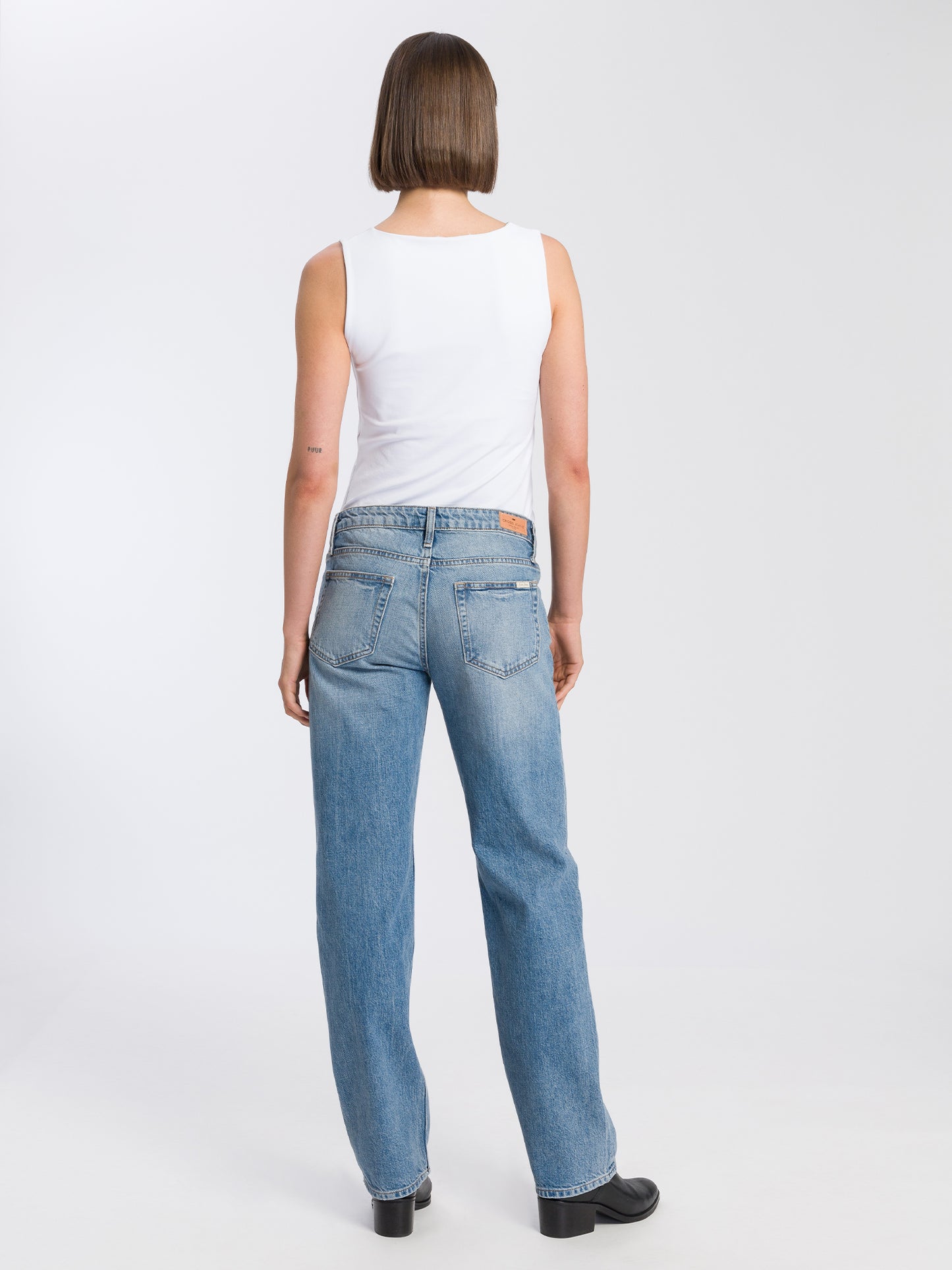 Lily Damen Jeans Straight Fit Low Waist blau