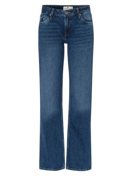 Lily Damen Jeans Straight Fit Low Waist in dunkelblau