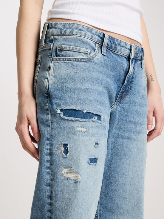 Lily Damen Jeans Straight Fit Low Waist hellblau.
