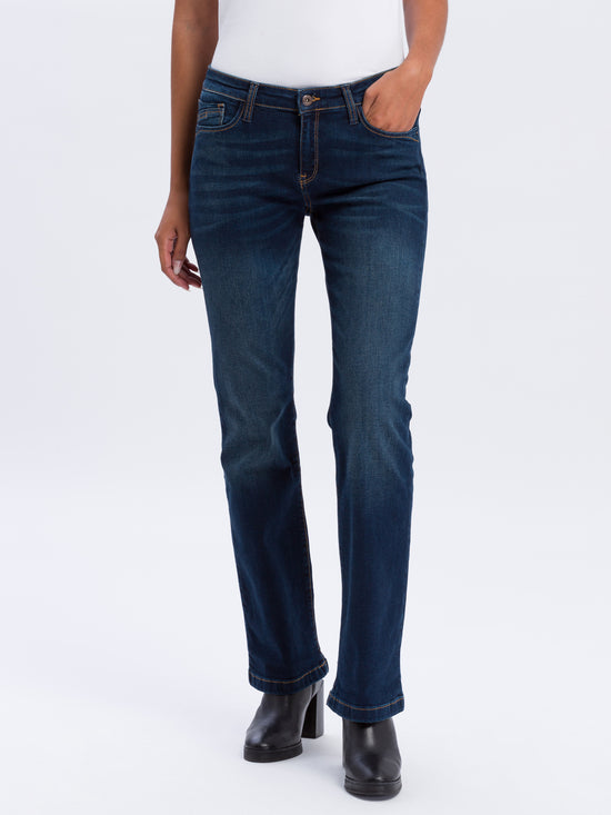 Lauren women's jeans regular fit high waist bootcut dark blue