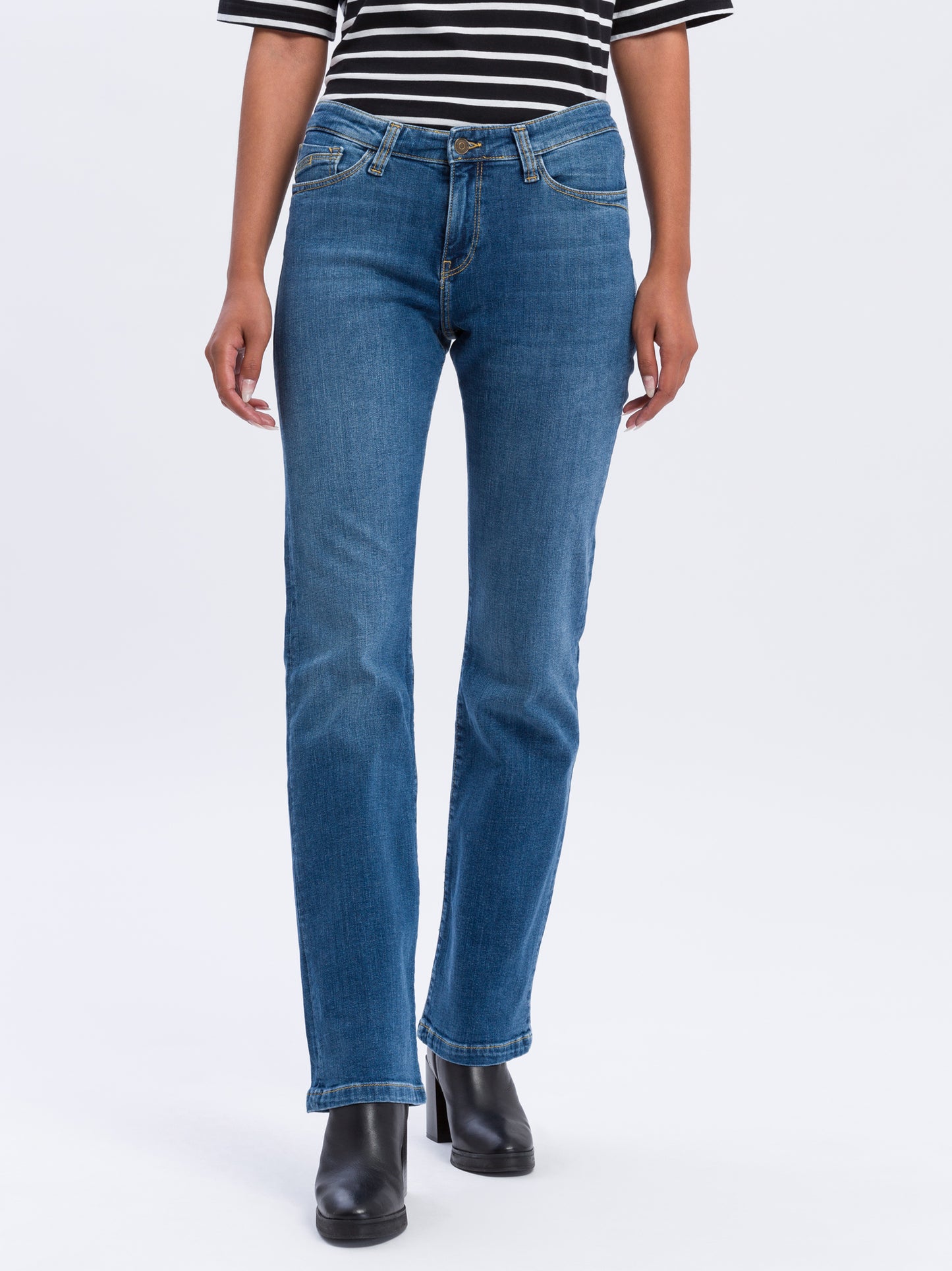 Lauren Damen Jeans Regular Fit Mid Waist Bootcut mittelblau