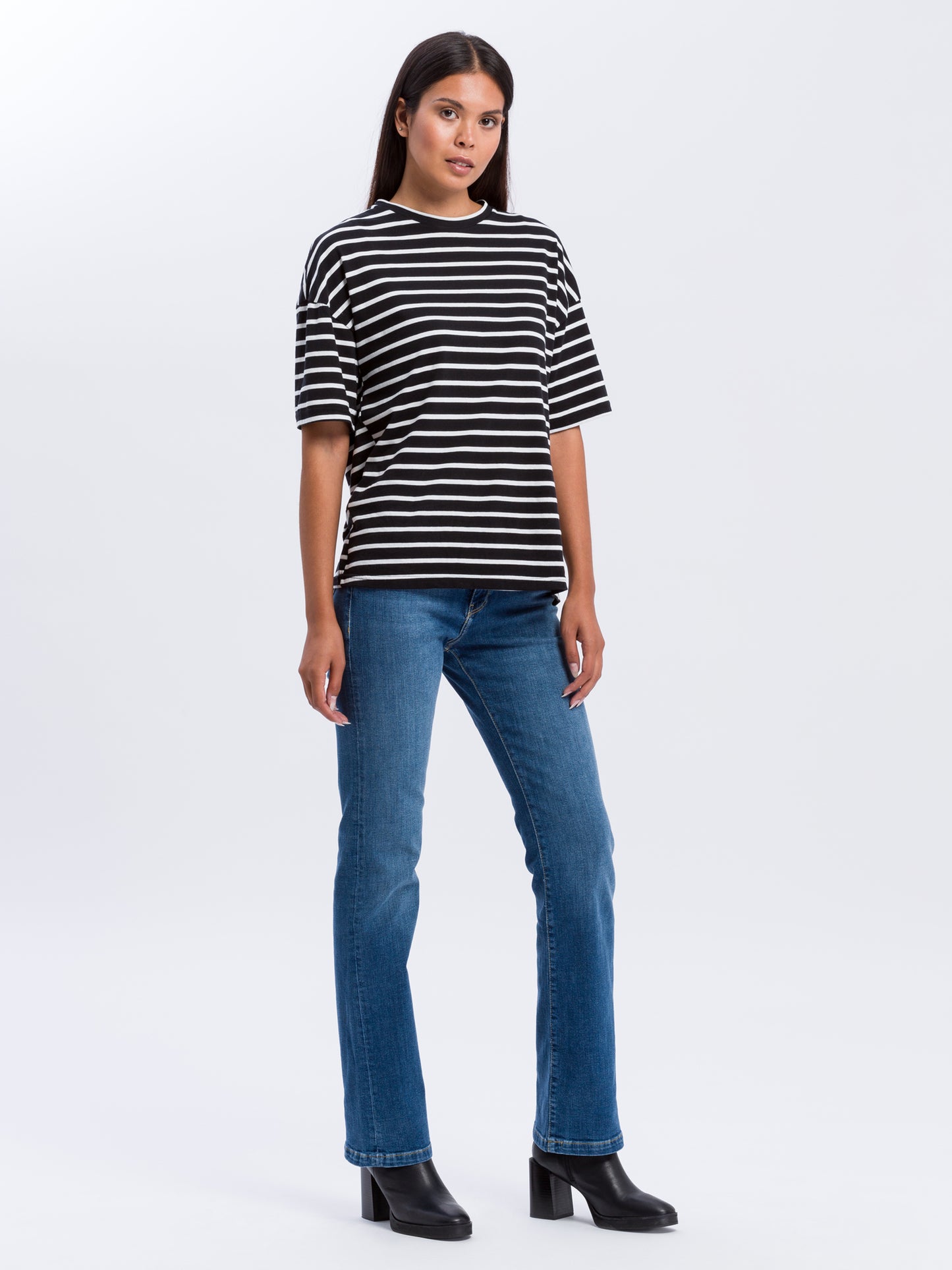 Lauren Damen Jeans Regular Fit Mid Waist Bootcut mittelblau