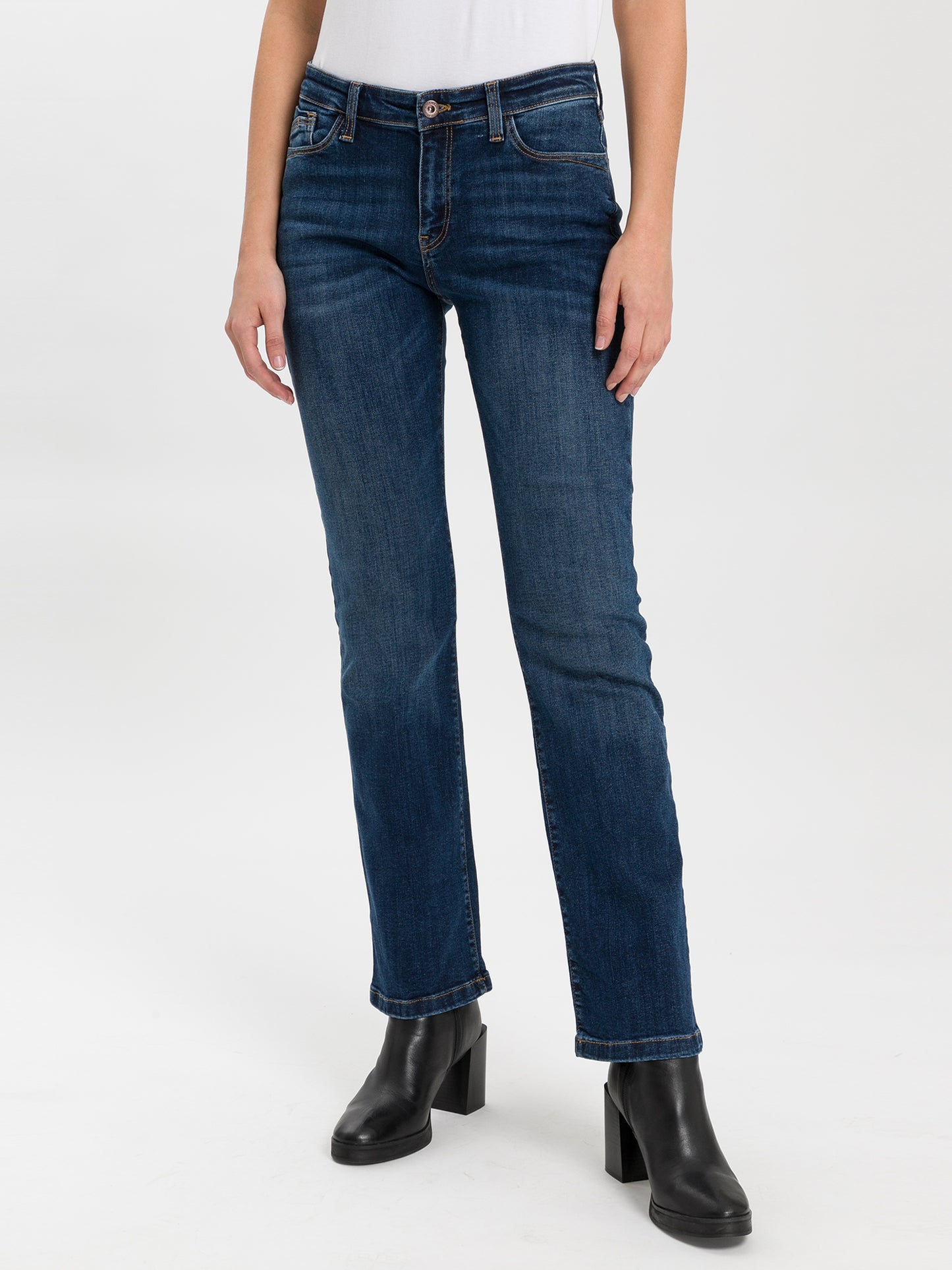 Lauren Damen Jeans Regular Fit Mid Waist Bootcut mittelblau