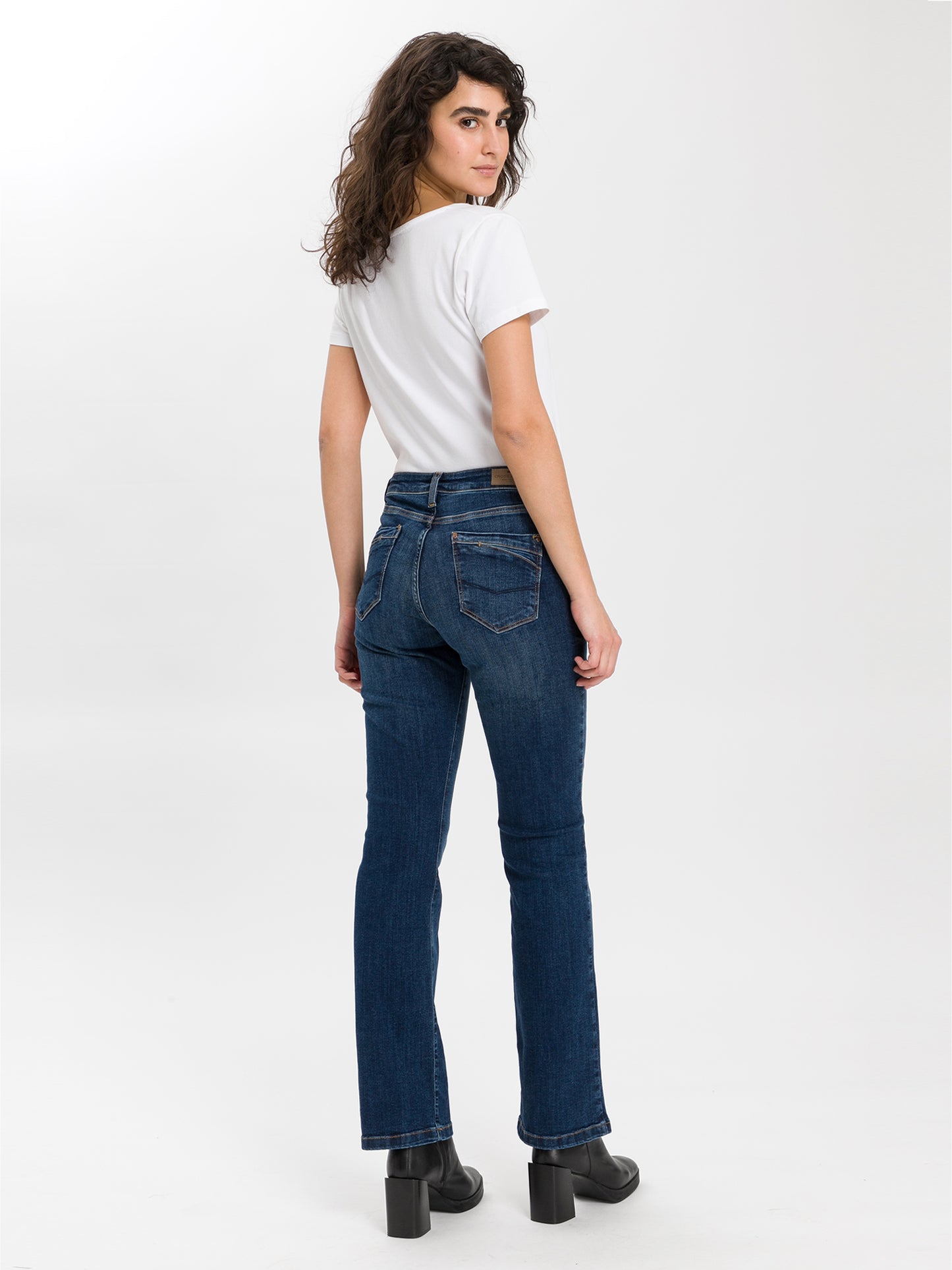 Lauren Damen Jeans Regular Fit High Waist Bootcut mittelblau