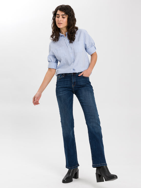 Lauren Damen Jeans Regular Fit Mid Waist Bootcut mittelblau