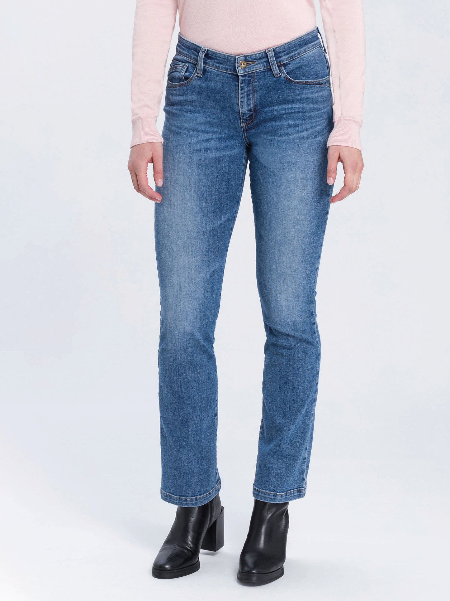 Lauren Damen Jeans Regular Fit Mid Waist Bootcut mittelblau