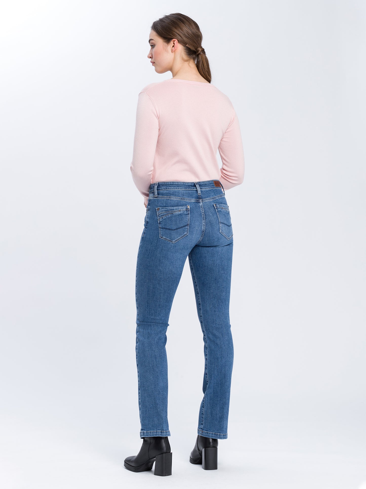 Lauren Damen Jeans Regular Fit Mid Waist Bootcut mittelblau
