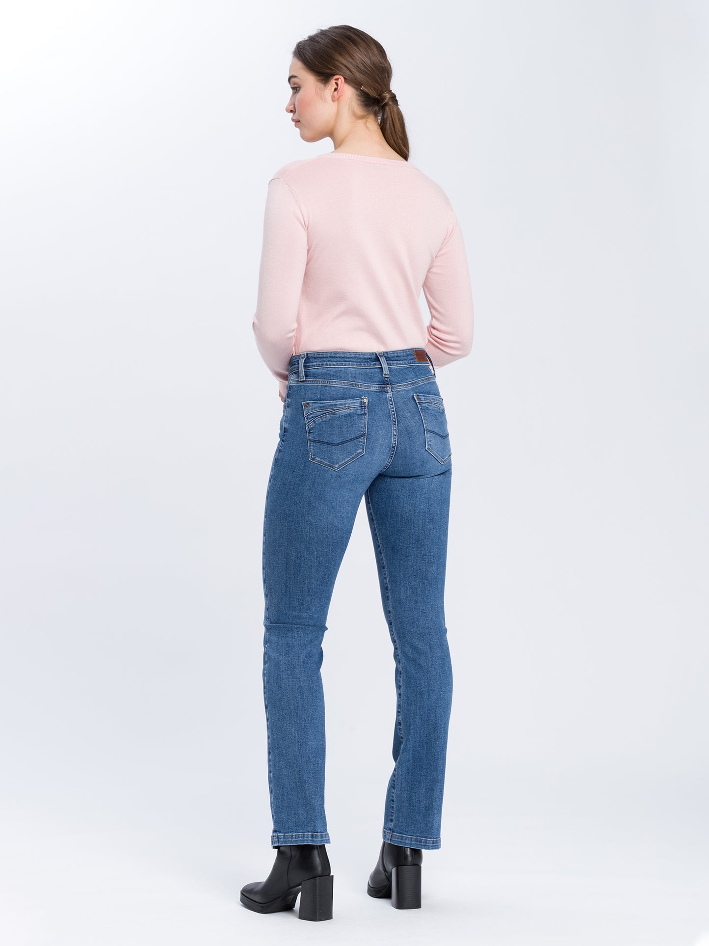 Lauren Damen Jeans Regular Fit High Waist Bootcut mittelblau