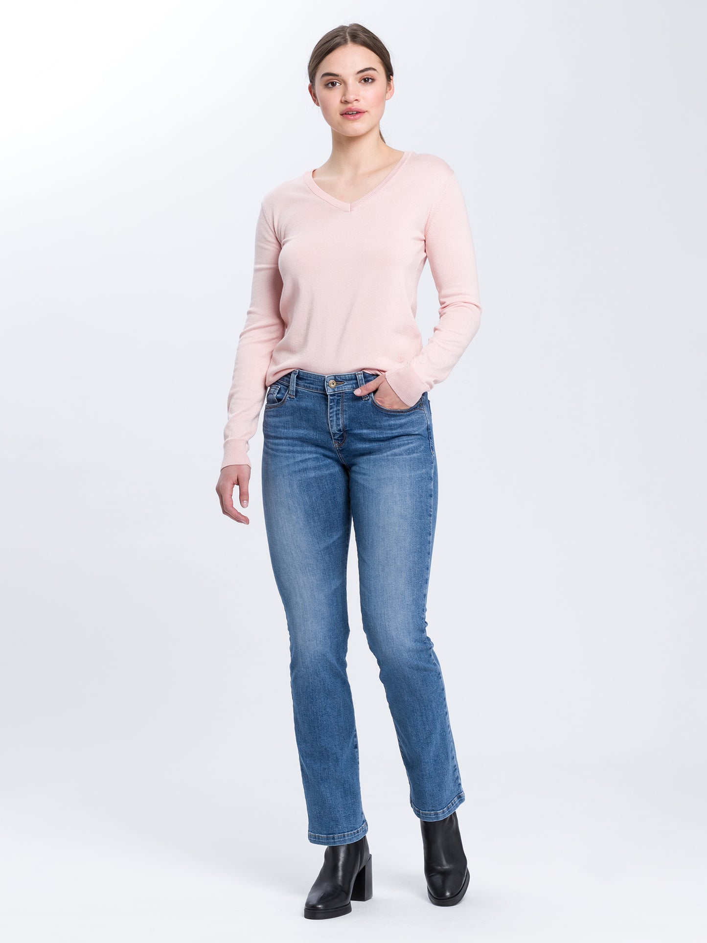 Lauren Damen Jeans Regular Fit Mid Waist Bootcut mittelblau