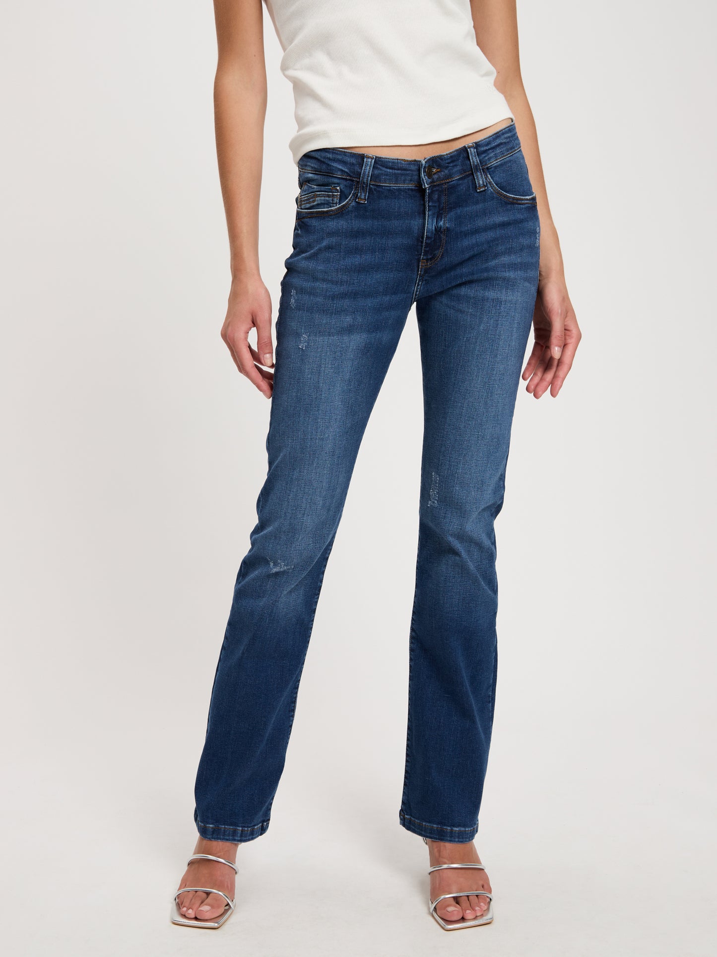 Lauren Damen Jeans Regular Fit Mid Waist Bootcut mittelblau
