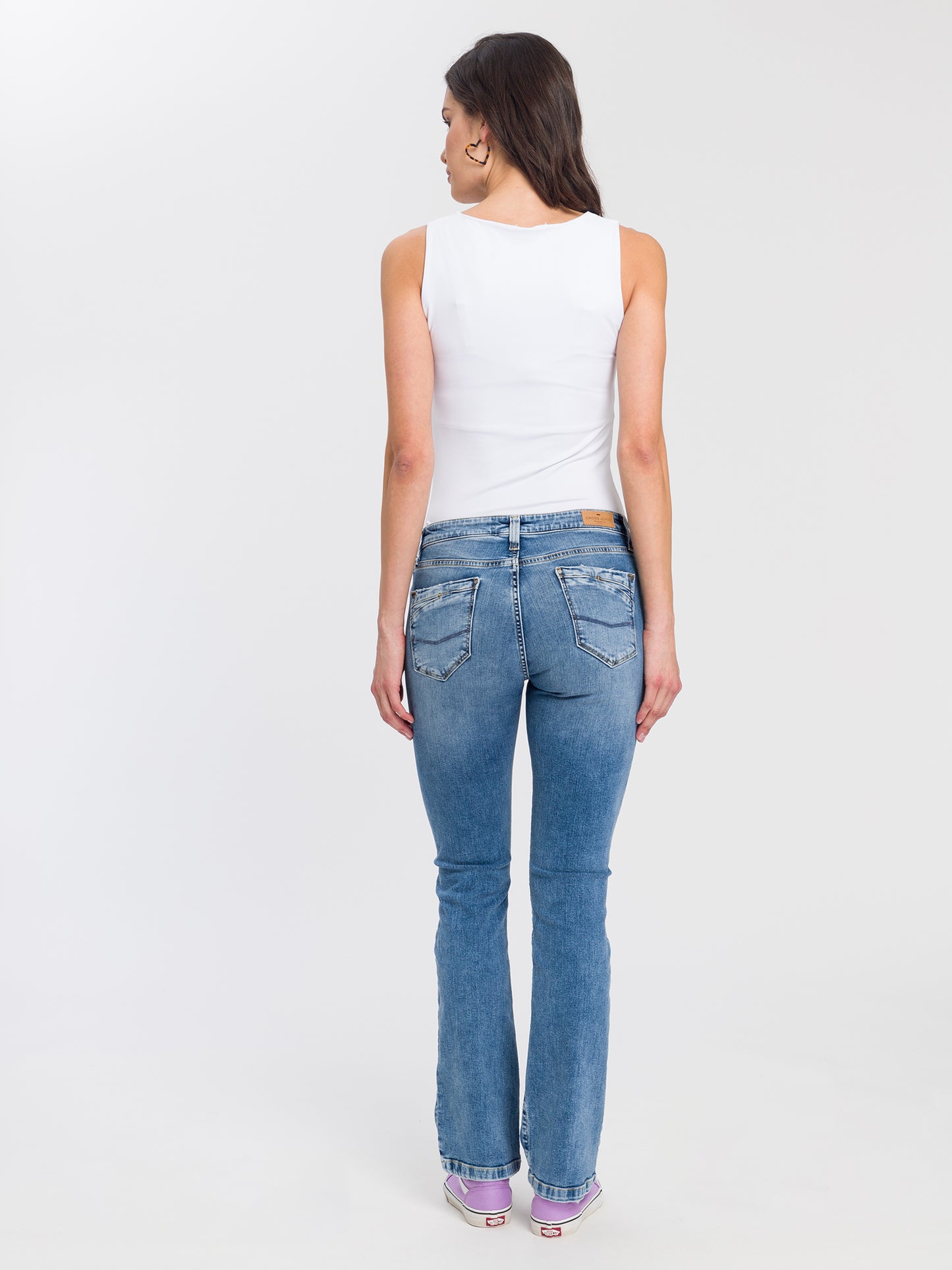 Lauren Damen Jeans Regular Fit High Waist Bootcut mittelblau