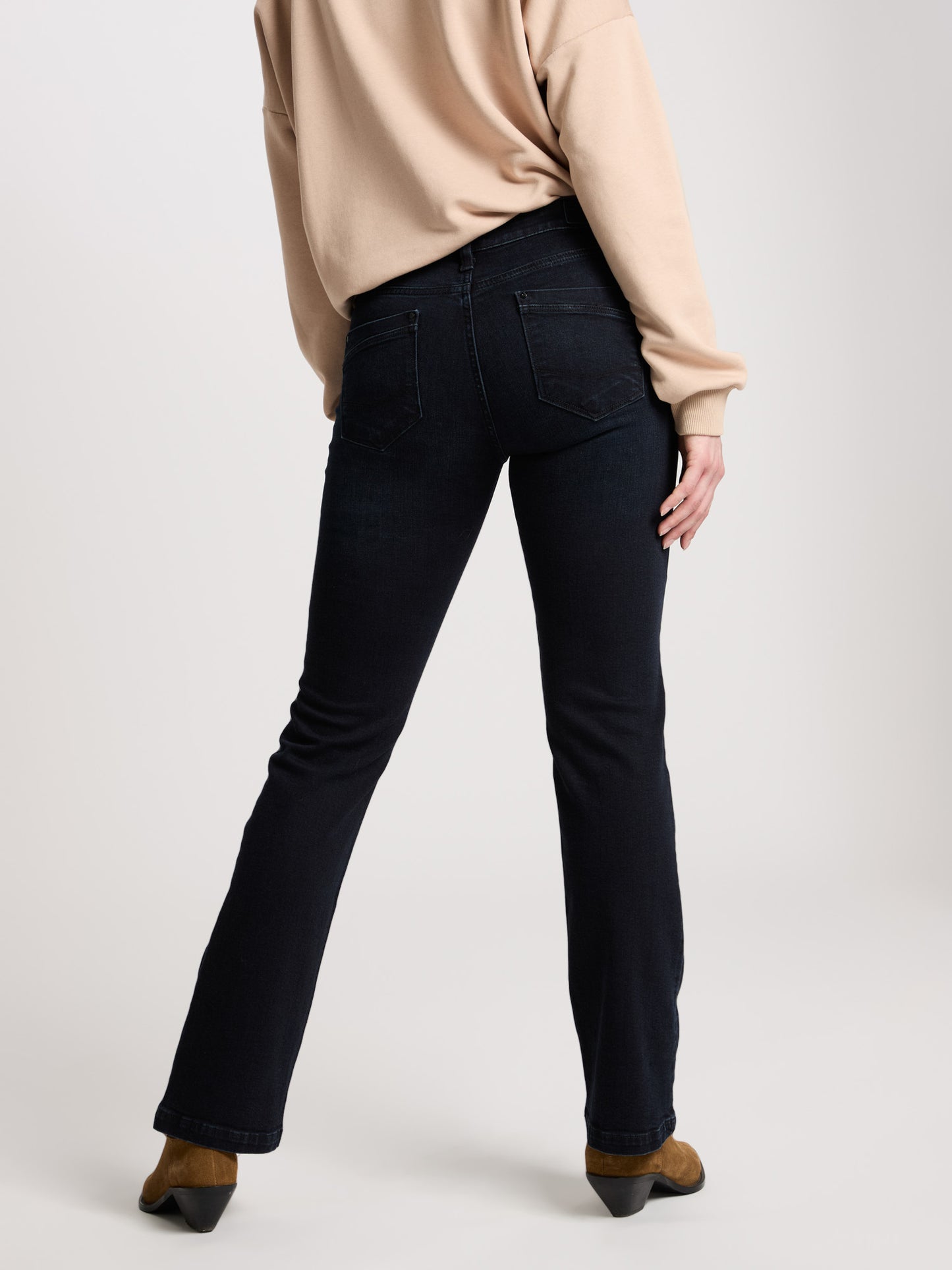 Lauren Damen Jeans Regular Fit Mid Waist Bootcut blau-schwarz.