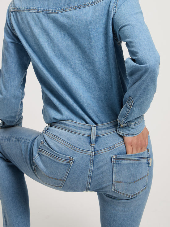 Lauren women's jeans regular fit mid waist light mid blue