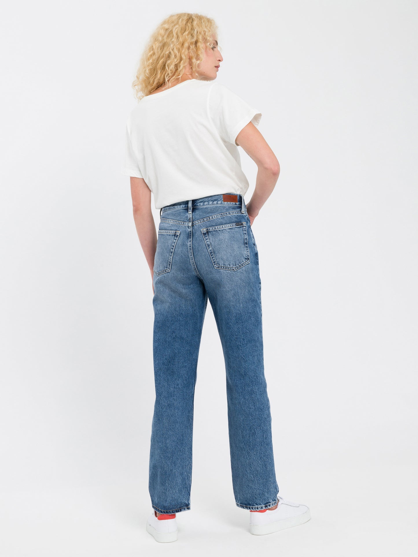 Diana Damen Jeans Dad Fit mittelblau