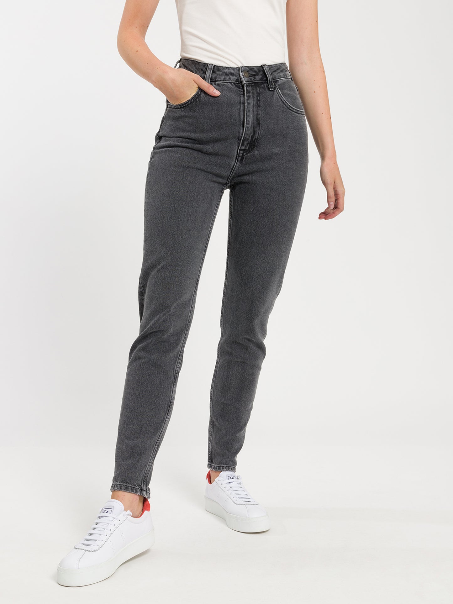 Joyce Damen Jeans Mom Fit grau