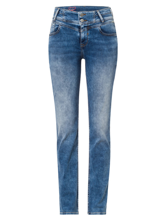 Rubin Damen Jeans Mom Fit mittelblau