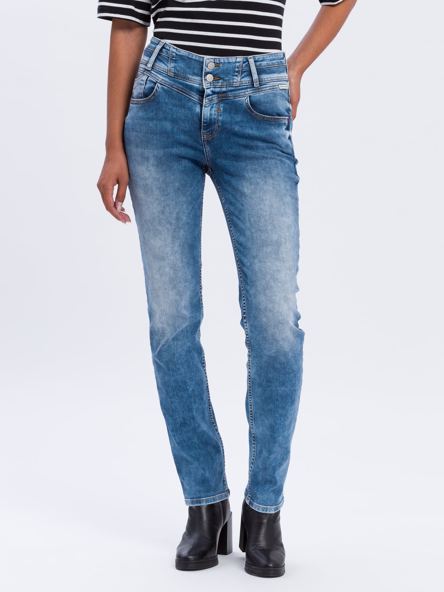 Rubin Damen Jeans Mom Fit mittelblau