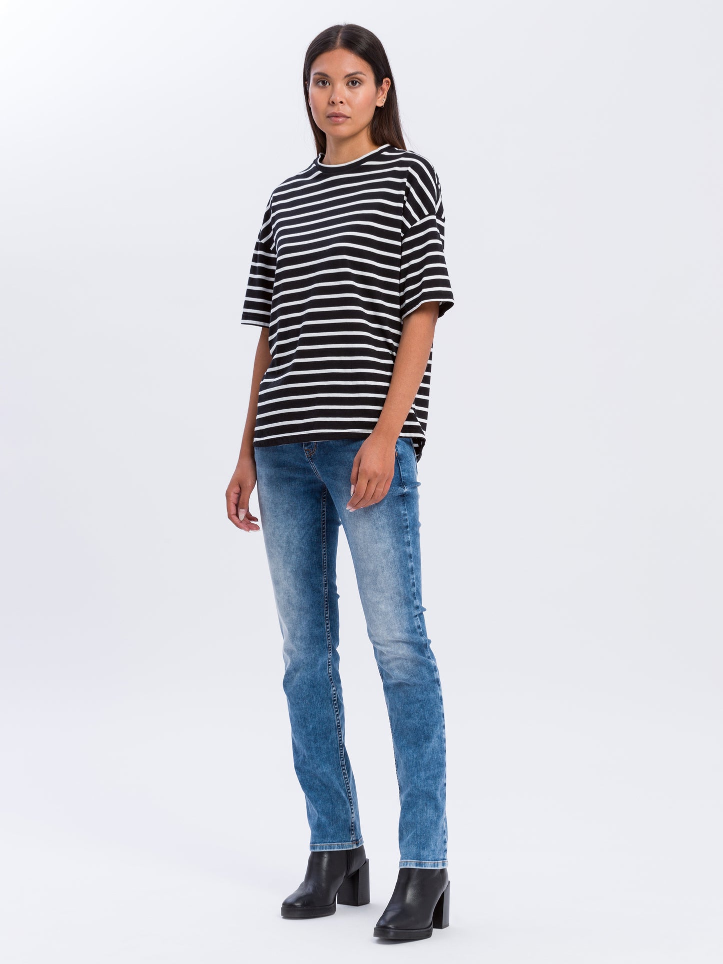 Rubin Damen Jeans Mom Fit mittelblau
