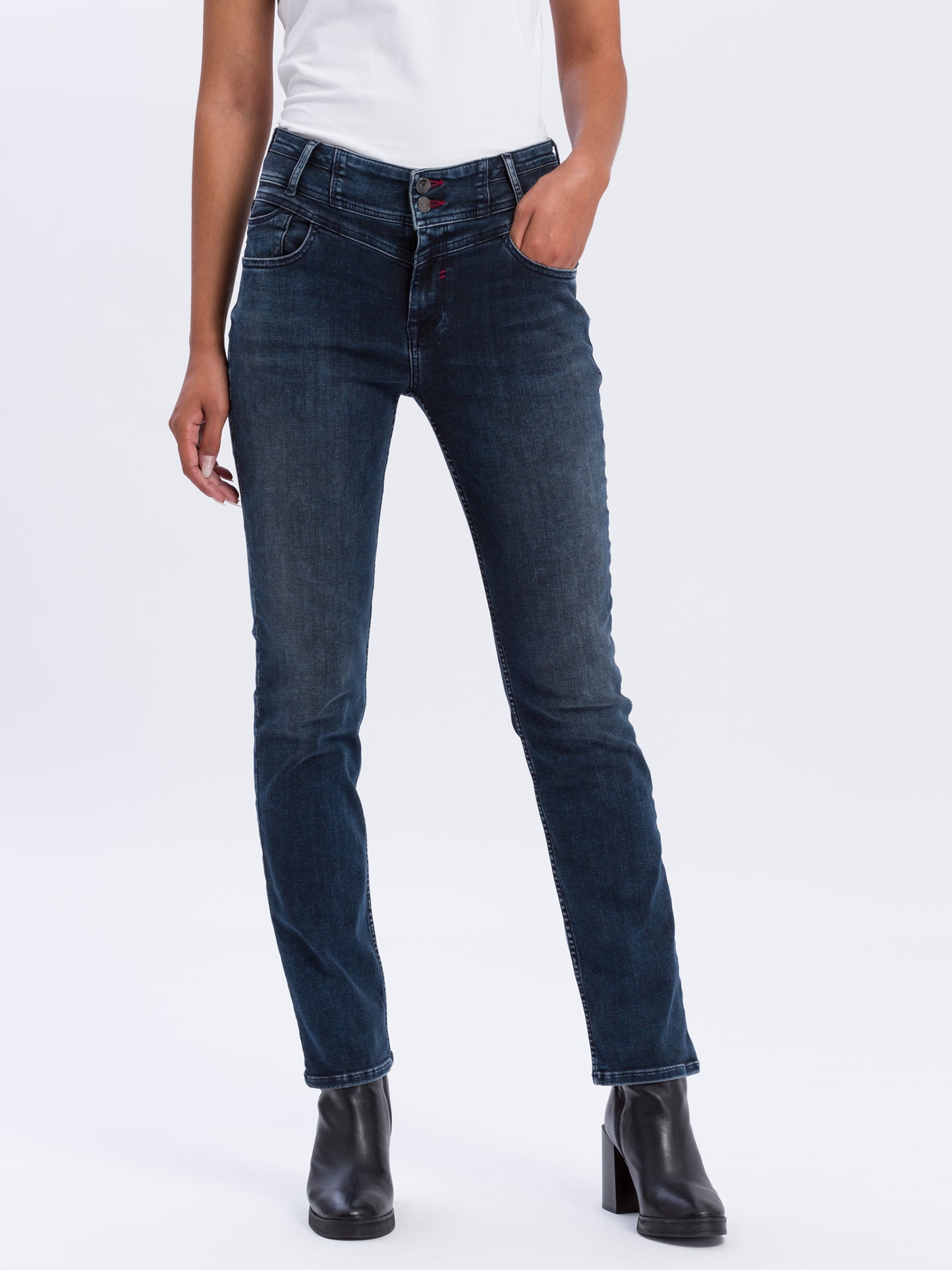 Rubin Damen Jeans Mom Fit dunkelblau