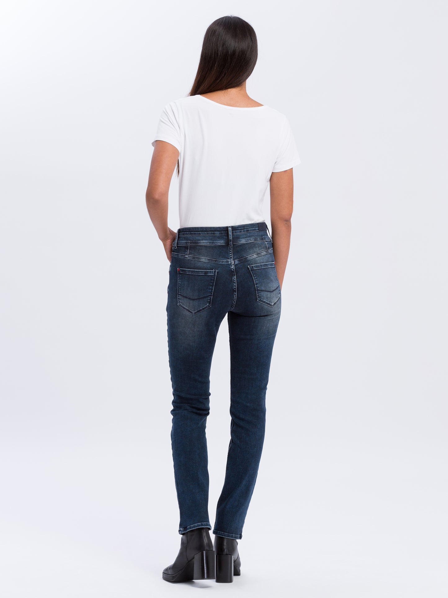 Rubin Damen Jeans Mom Fit dunkelblau